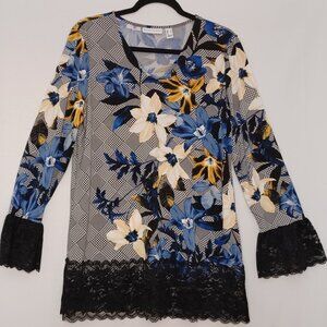 Women's Susan Graver Flower & Lace Tunic Size‎ Medium